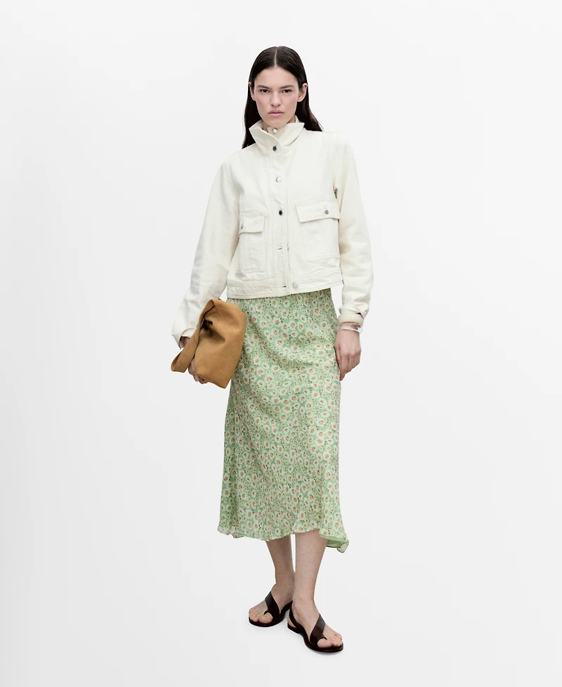 Mango Women's Long Flared Floral Skirt