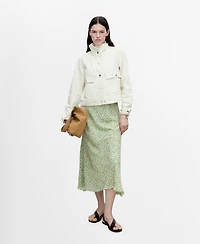 Mango Women's Long Flared Floral Skirt