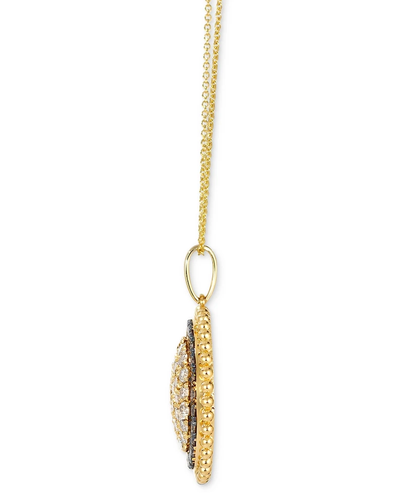Le Vian Nude Diamond (1-1/5 ct. t.w.) & Chocolate Diamond (5/8 ct. t.w.) Circle Pendant Necklace in 14k Yellow Gold, 20"