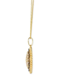 Le Vian Nude Diamond (1-1/5 ct. t.w.) & Chocolate Diamond (5/8 ct. t.w.) Circle Pendant Necklace in 14k Yellow Gold, 20"