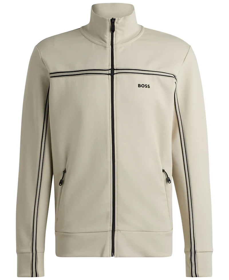 Boss by Hugo Men's Tape Insert Zip-Up Sweatshirt