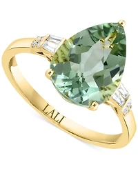 Lali Jewels Green Amethyst (3-1/2 ct. t.w.) & Diamond (1/10 ct. t.w.) Ring in 14k Yellow Gold