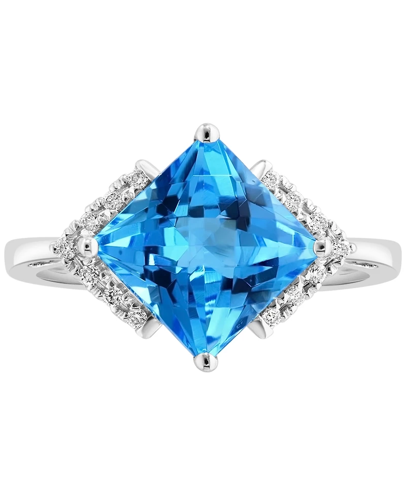 Lali Jewels Swiss Blue Topaz (3-3/8 ct. t.w.) & Diamond (1/20 ct. t.w.) Ring in 14k White Gold
