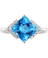 Lali Jewels Swiss Blue Topaz (3-3/8 ct. t.w.) & Diamond (1/20 ct. t.w.) Ring in 14k White Gold