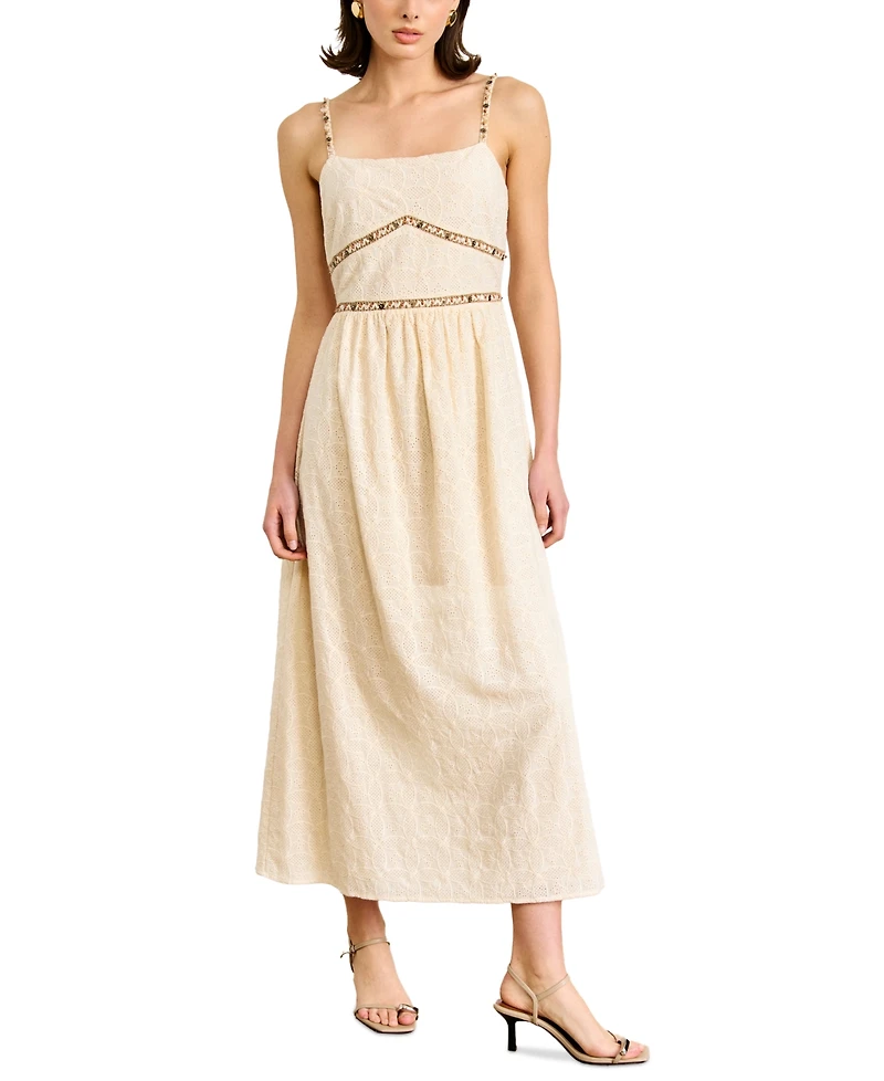 Line & Dot Women's Aurelia Embroidered Cotton Sleeveless Maxi Dress