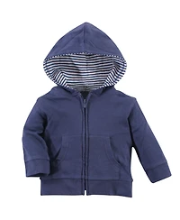 Touched by Nature Baby Boys Unisex Organic Cotton Hoodie, Bodysuit or Tee Top, and Pant, Elephant, Months