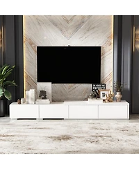 Tv stand with 4 drawers, media console with feet, entertainment center in white wood