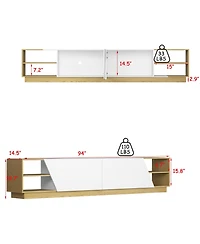 2-door Tv stand, white wood entertainment center, art design media console