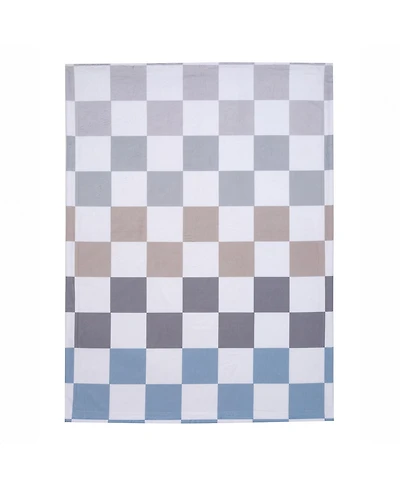 Lambs & Ivy Little Racer Soft Checkered Blue/White/Taupe Fleece Baby Blanket