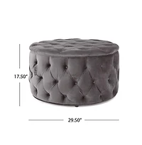 Round Velvet Ottoman Upholstered Footstool for Living Room or Bedroom Soft Polyester Fabric Comfortable Seating Option-The Pop Home