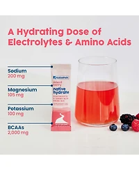 NativePath Native Hydrate Stick Packs, Sugar Free Electrolytes Powder with BCAAs, Mixed Berry Hydration, Keto & Paleo Friendly, 30 Servings