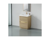 Casainc 24" Freestanding Bathroom Vanity with Sink, Storage Cabinet Stone Resin Countertop and Soft Close Drawers