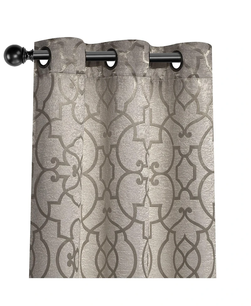 Kate Aurora 2 Piece Geo Sheen Palladian Grommet Top 88% Blackout Curtain Panels - 84 in. Long