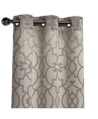Kate Aurora 2 Piece Geo Sheen Palladian Grommet Top 88% Blackout Curtain Panels - 84 in. Long