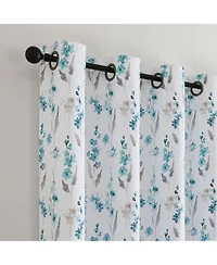 Kate Aurora 1 Piece Watercolor Floral Light Filtering Grommet Top Window Curtain Panel