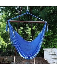 Caribbean Style Extra Large Hanging Rope Hammock Chair Swing for Backyard and Patio