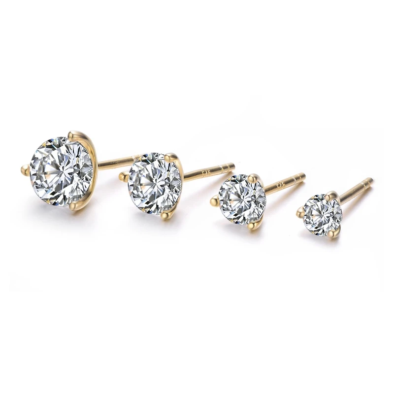 Sterling Silver Cubic Zirconia Solitaire Stud Earrings