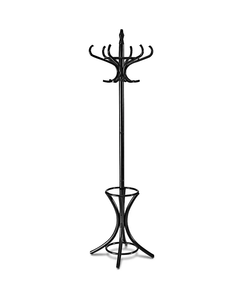Wood Standing Hat Coat Rack with Umbrella Stand