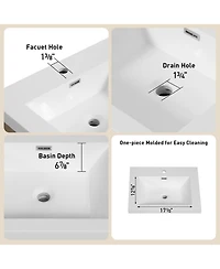 Casainc 24" Wall-Mounted Bathroom Vanity with Sink, Floating Storage Cabinet Stone Resin Countertop and Soft Close Drawers, Natural Oak