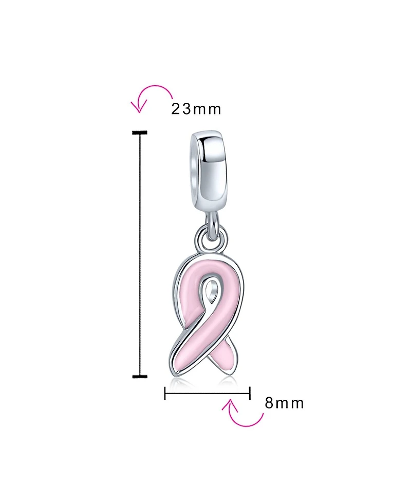 Bling Jewelry Radiant Pink Ribbon Hope Dangle Charm Bead - Sterling Silver European Bracelets