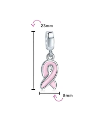 Bling Jewelry Radiant Pink Ribbon Hope Dangle Charm Bead - Sterling Silver European Bracelets