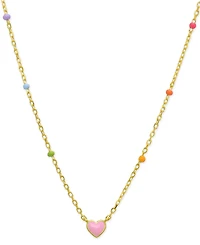 Lily Nily Girls Pink Enamel Heart Necklace in 18K Gold over Sterling Silver