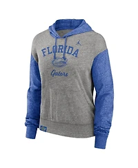 Nike Women's Heather Gray/Heather Royal Florida Gators Color-Block Legacy Pullover Hoodie