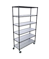 6 Tier 6000lbs Capacity Nsf Metal Shelf Wire Shelving Unit, Heavy Duty Adjustable Storage Rack with Wheels & Shelf Liners for Commercial Grade Utility