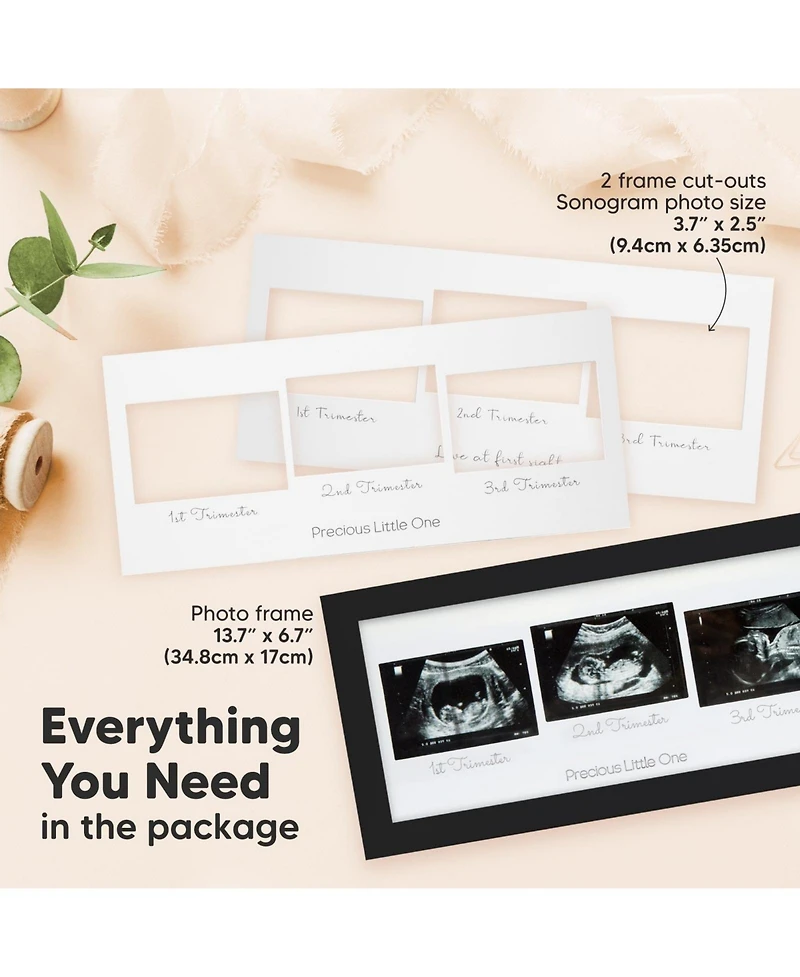 KeaBabies Trio Baby Sonogram Picture Frame, Ultrasound Frames for Nursery, Mom to Be Gifts