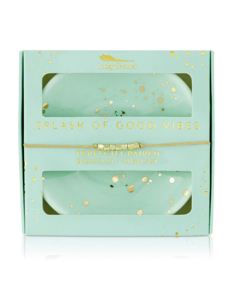 Lucky Feather Bracelet + Dish Set - Splash