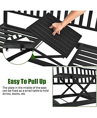 Patio Garden Bench Steel Frame with Adjustable Center Table