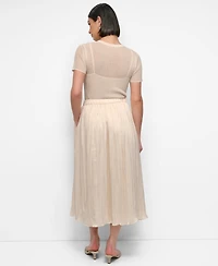 Dkny Women's Crushed Crease Pull-On Midi Skirt
