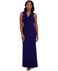 Jessica Howard Women's V-Neck Sleeveless Bow-Trim Gown
