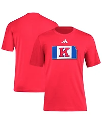Adidas Men's Red Kansas Jayhawks Basketball State Outline Tri-Blend T-Shirt