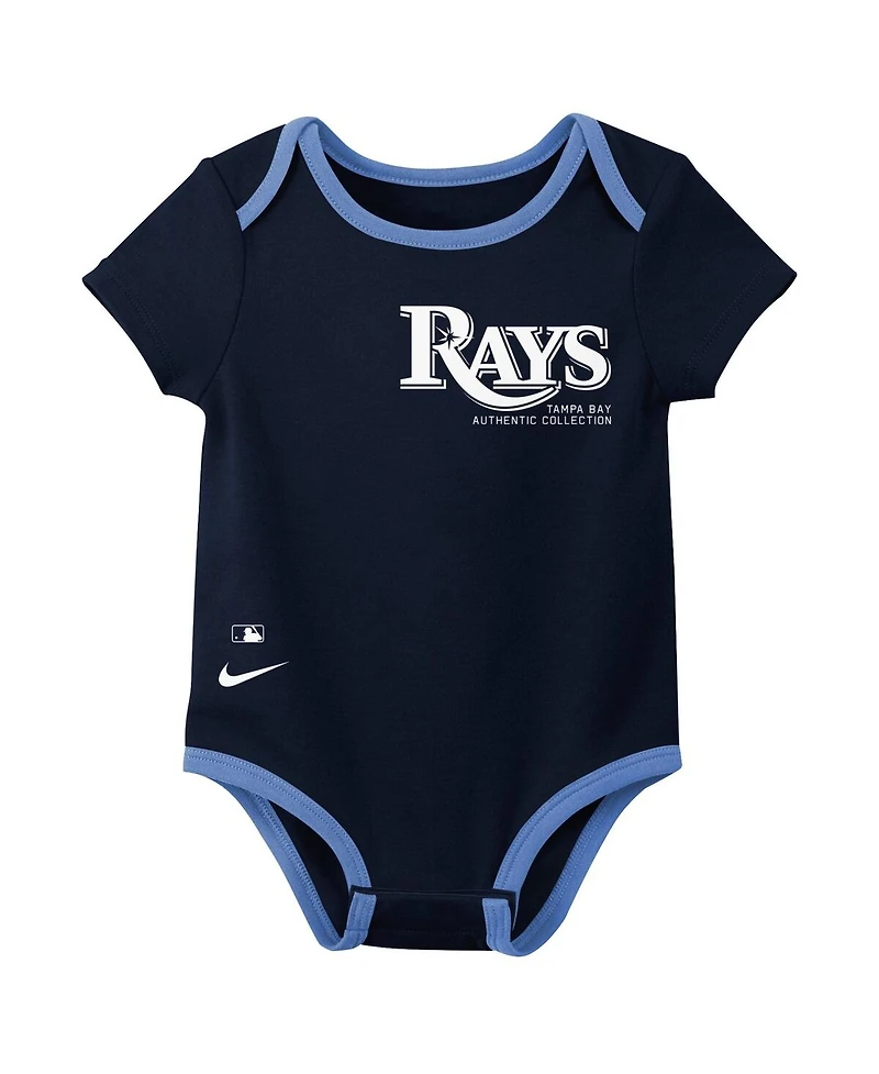 Nike Baby Boys and Girls 3-Pack Tampa Bay Rays Authentic Collection Bodysuit Set