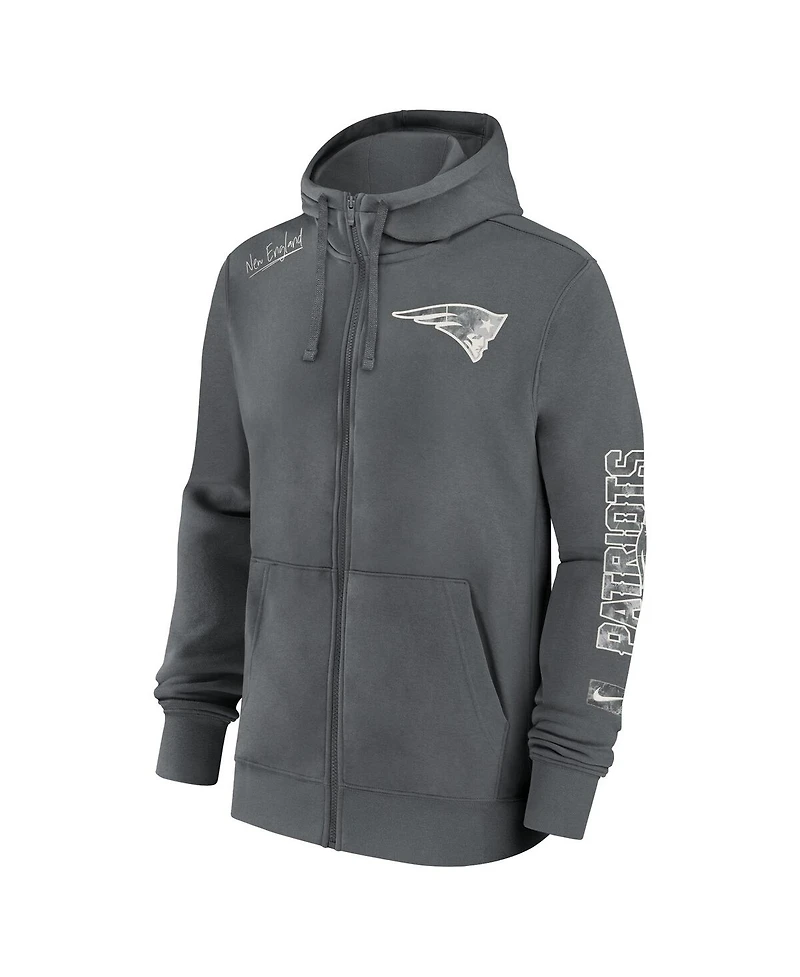 Nike Men's Gray New England Patriots Statement Performance Full-Zip Hoodie Jacket