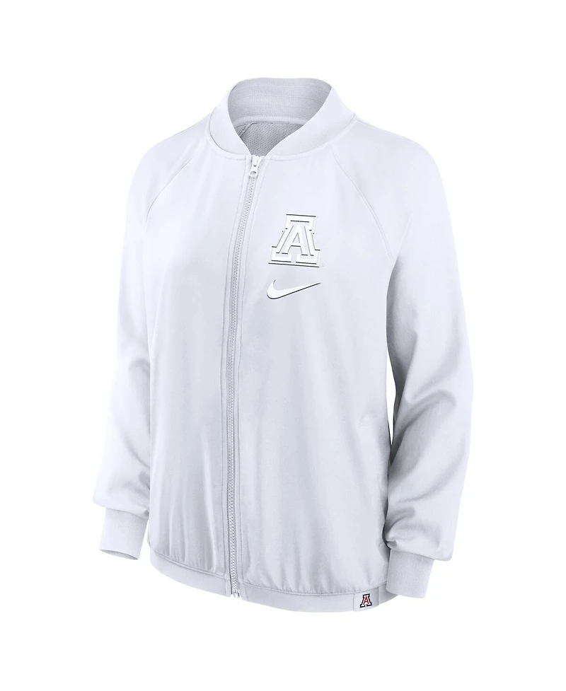 Nike Women's White Arizona Wildcats Raglan Full-Zip Bomber Jacket