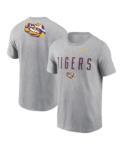 Nike Men's Heather Gray Lsu Tigers Campus 2-Hit Primary Mascot T-Shirt