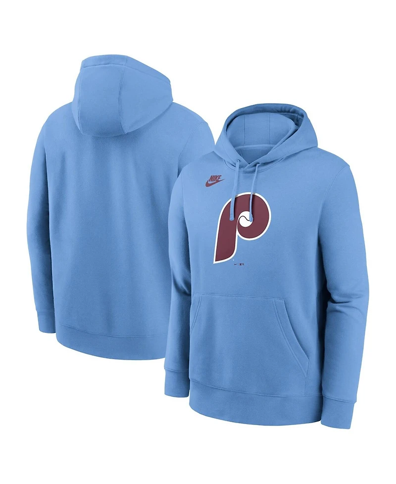 Nike Men's Light Blue Philadelphia Phillies Cooperstown Collection Logo Club Pullover Hoodie