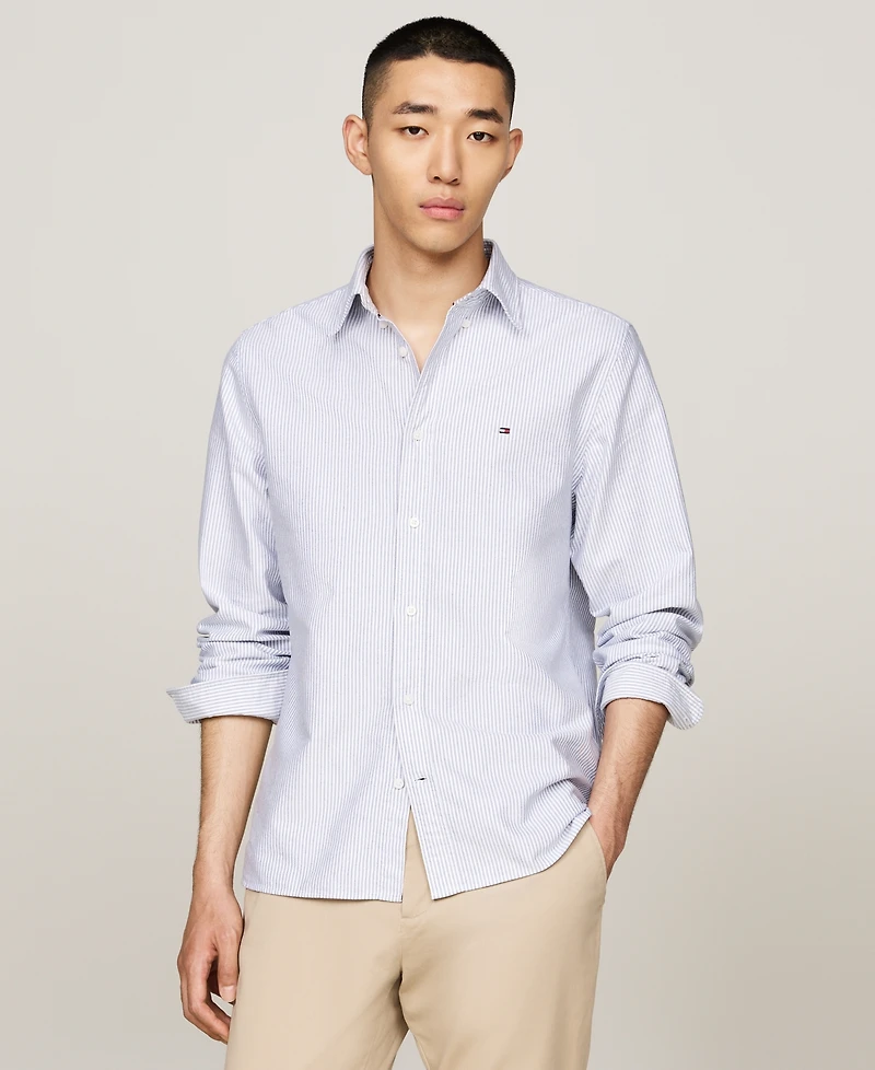 Tommy Hilfiger Men's Big & Tall Relaxed Fit Heritage Stripe Long Sleeve Button-Down Oxford Shirt