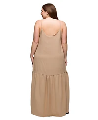 24seven Comfort Apparel Plus Lightweight Spaghetti Strap Pocket Maxi Dress