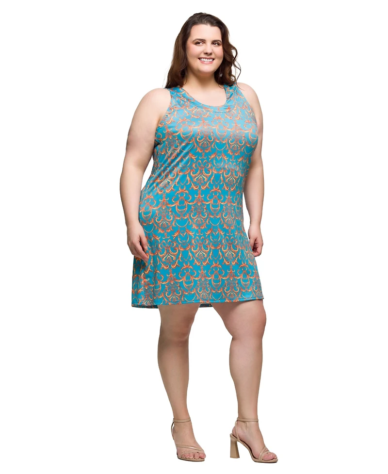 24seven Comfort Apparel Plus Sleeveless Knee Length Shift Dress
