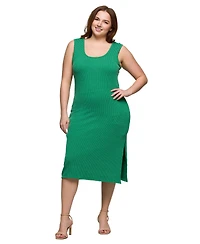24seven Comfort Apparel Plus Fitted Sleeveless Side Slit Midi Dress