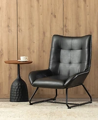 Glitzhome 35.75" Leatherette Mid-Century Modern Wingback Accent Chair