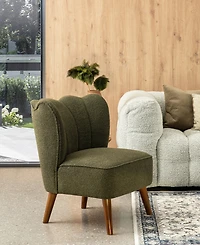 Glitzhome 32.75" Modern Hunter Upholstered Vertical Ripple Channel Tufted Accent Chair