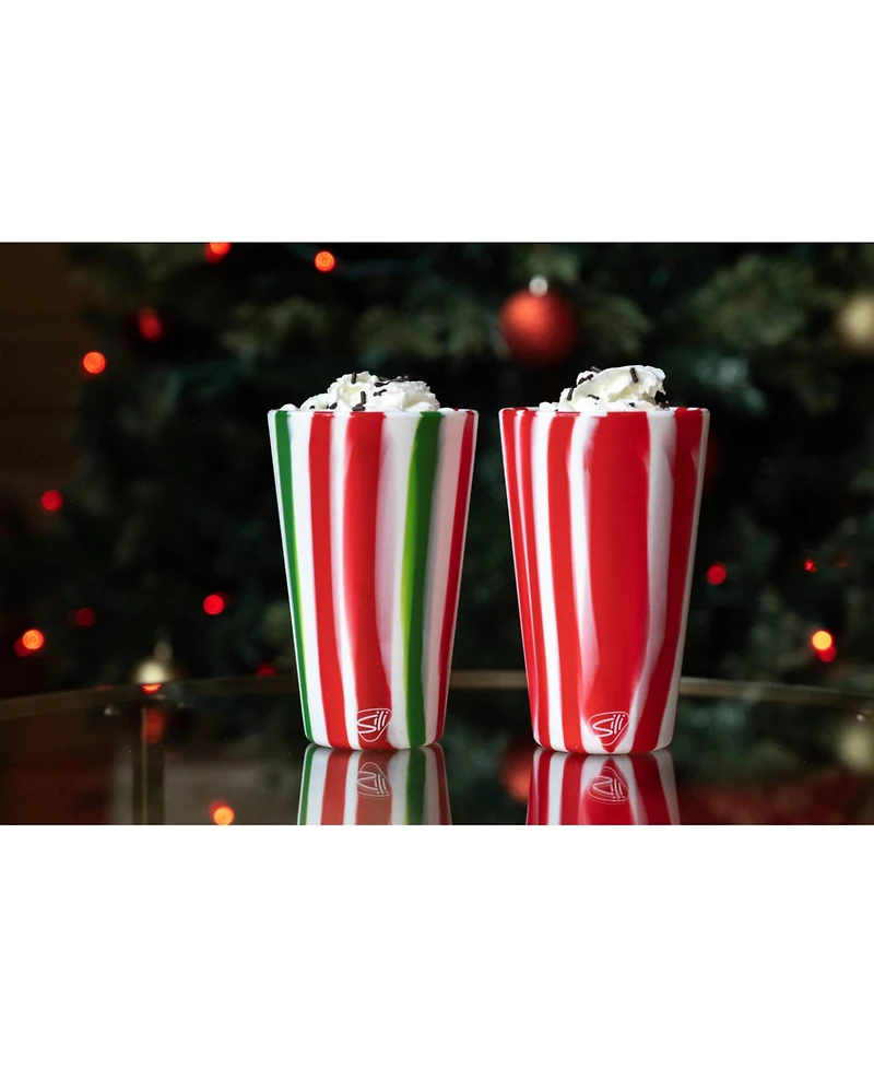Pint Glasses: 4 pk - (2) Peppermint & (2) Poinsettia - Holiday 2023