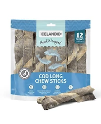 Cod Skin Hand Wrapped Dog Chew Stick: Long 10" - 12 pk