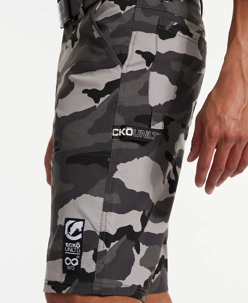 Ecko Unltd Men's Keep Tabs On Belted Cargo Shorts