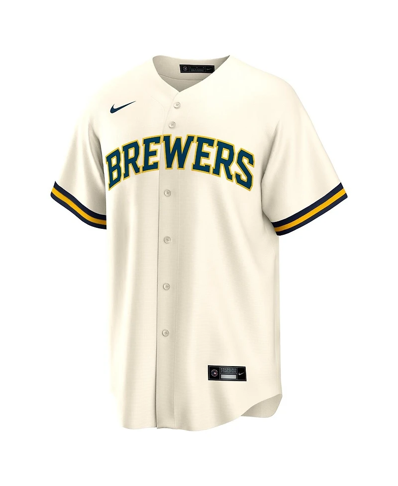 Nike Men's Cream Milwaukee Brewers Home 2025 Jackie Robinson Day Replica Jersey