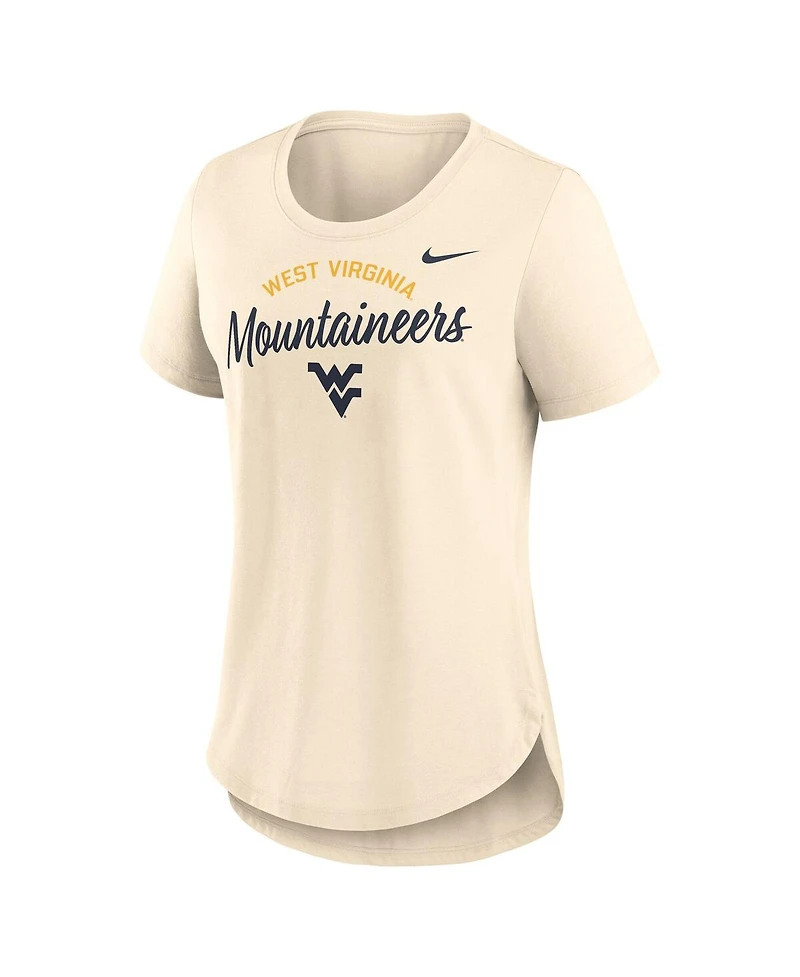 Nike Women's Cream West Virginia Mountaineers Script Logo Tri-Blend T-Shirt